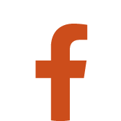 icono de facebook redondo con la f naranja
